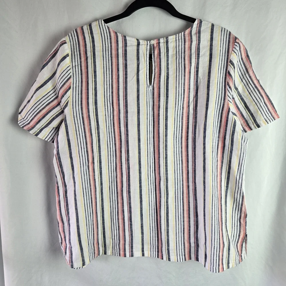 Liz Claiborne Striped Linen Shirt Womens XL Coastal Preppy Beach Resort Vacation